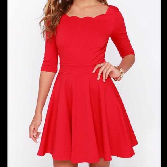 Lulus Scalloped A-line Dress - Picture 2 of 3
